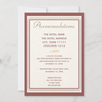 Marsala Wedding Accommodations Card by WeddingsByMaggie at Zazzle