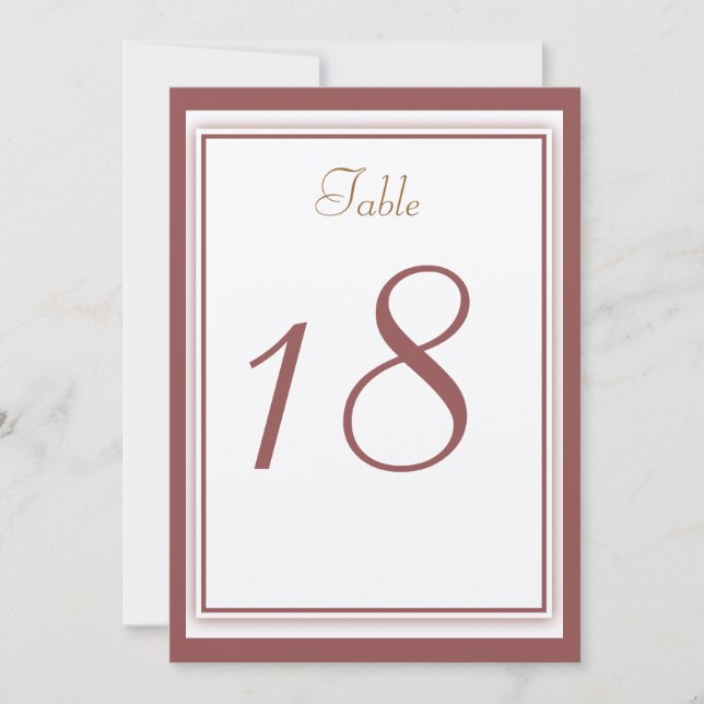 Marsala Wedding Table Number Card (Front)