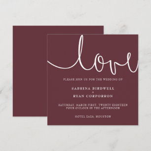 Marsala + white classic elegant wedding invitation