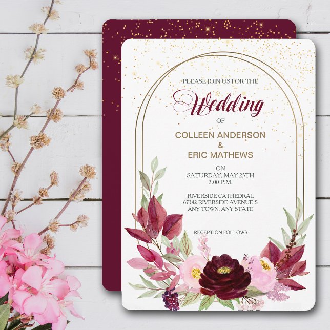 Marsala Wine Rose Double Frame Wedding Invitation (Creator Uploaded)