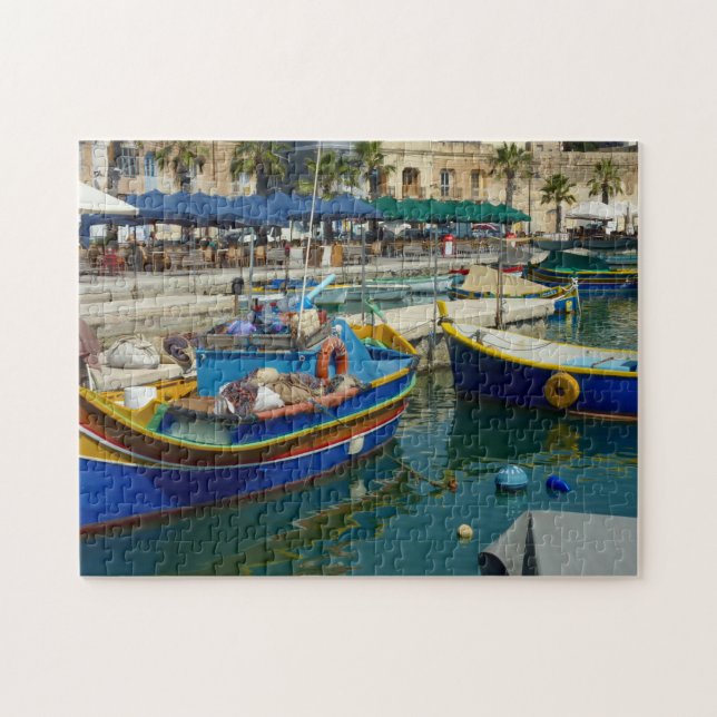 Marsaxlokk painted boats jigsaw puzzle (Horizontal)