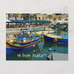Marsaxlokk painted boats postcard