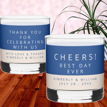 Marseille Bleu Double Sided Wedding Party Favors Whiskey Glass by ArtfulDesignsByVikki at Zazzle