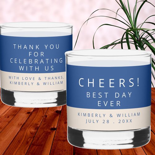 Marseille Bleu Double Sided Wedding Party Favors Whiskey Glass