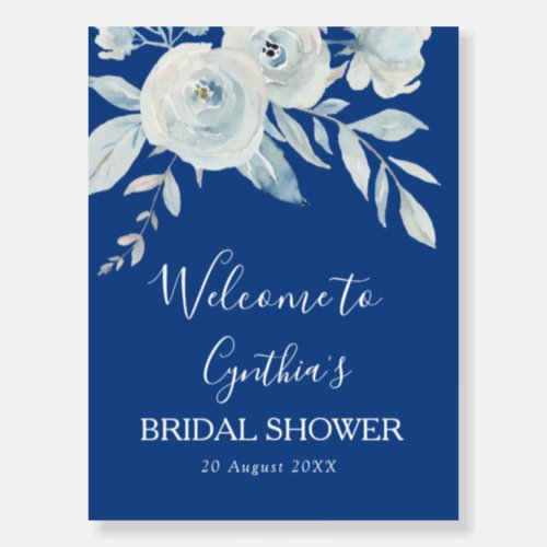marseille bleu floral bridal shower welcome sign