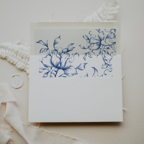 Marseille Bleu Floral Wedding Invitation Envelope