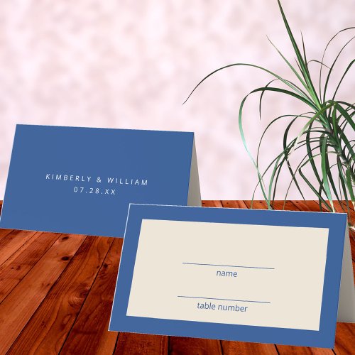 Marseille Bleu Minimal Modern Chic Escort Wedding Place Card