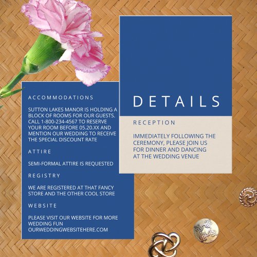 Marseille Bleu Minimalist Info Details Wedding Enclosure Card