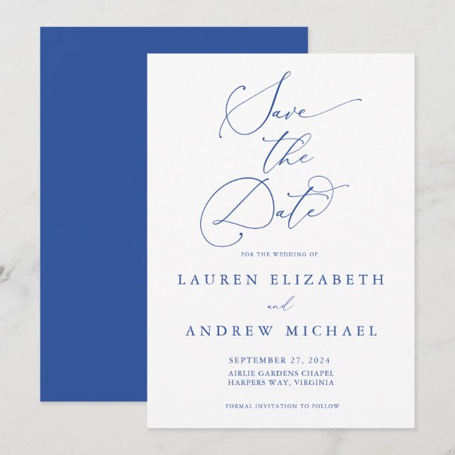 Marseille Bleu Minimalist Save the Date Invitation (Front/Back)