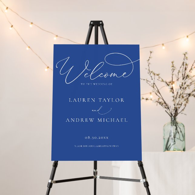 Marseille Bleu Minimalist Welcome to Our Wedding  Foam Board (In Situ (Stand))