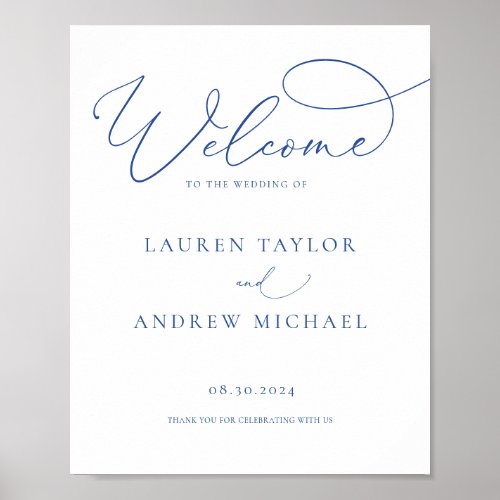 Marseille Bleu Minimalist Welcome to Our Wedding Poster