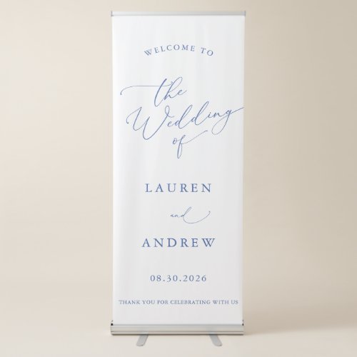 Marseille Bleu Minimalist Welcome to Our Wedding Retractable Banner