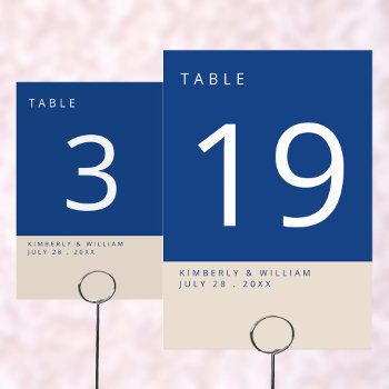 Marseille Bleu Modern Simple Wedding Reception Table Number by ArtfulDesignsByVikki at Zazzle