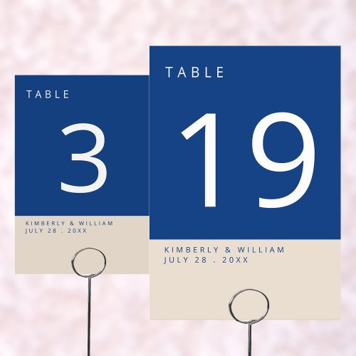 Marseille Bleu Modern Simple Wedding Reception Table Number