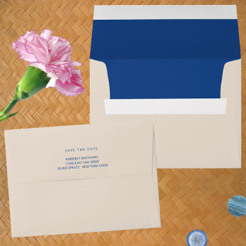 Marseille Bleu Simple Return Address Wedding Envelope by ArtfulDesignsByVikki at Zazzle