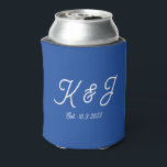 Marseille Bleu Wedding Favor Monogrammed Can Cooler<br><div class="desc">Our Wedding Favor Monogrammed Can Cooler is the ideal choice for beach weddings, wedding brunch, backyard celebrations, and outdoor events. These personalized wedding favors for guests effortlessly blend functionality with elegance, providing a practical keepsake that keeps drinks cold while adding a personal touch to your special day. Featuring a sleek...</div>