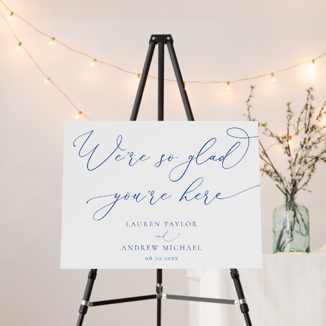 Marseille Bleu & White Glad You're Here Foam Board (In Situ (Stand))