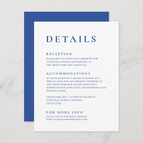 Marseille Bleu  White Modern Minimalist Elegant Enclosure Card