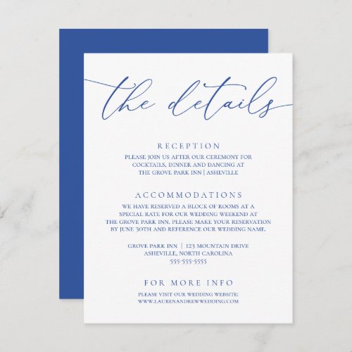 Marseille Bleu  White Modern Minimalist Wedding Enclosure Card
