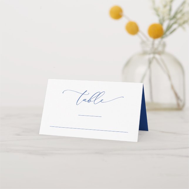 Marseille Bleu & White Wedding Table Number Place Card (Front)