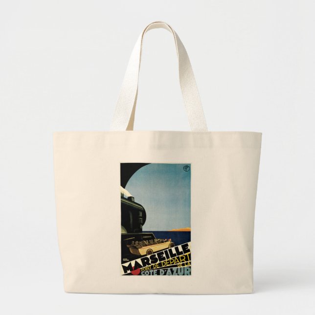 Marseille ~ Cote D'Azur Large Tote Bag (Front)