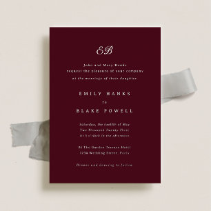 Marseille Elegant Burgundy & Silver Foil Wedding Invitation