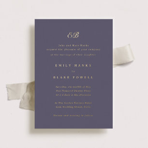 Marseille Elegant Purple and Gold Foil Wedding Invitation