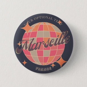 Marseille France City fashion pink disco ball Button