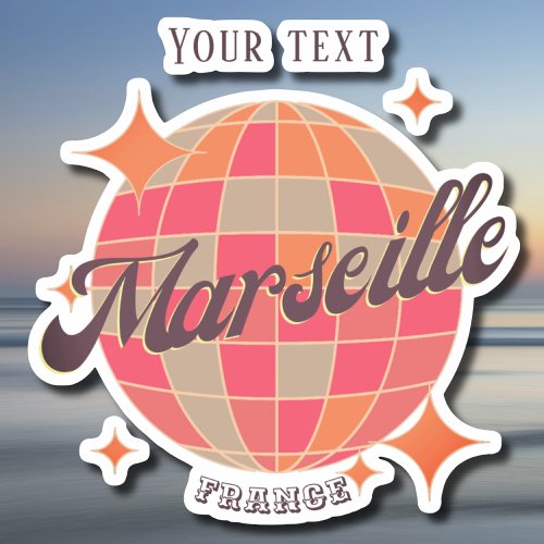 Marseille France City fashion pink disco ball  Sticker