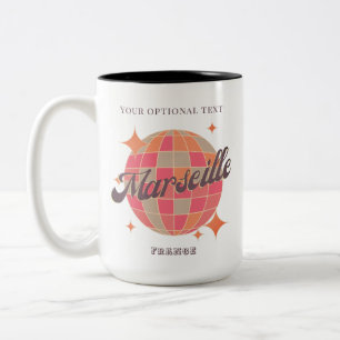 Marseille France City fashion pink disco ball Two-Tone Coffee Mug