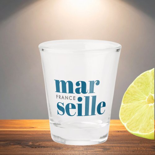 Marseille France modern typography  Shot Glass