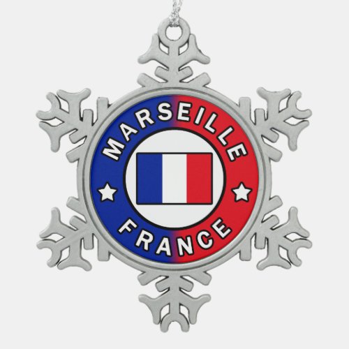 Marseille France Snowflake Pewter Christmas Ornament