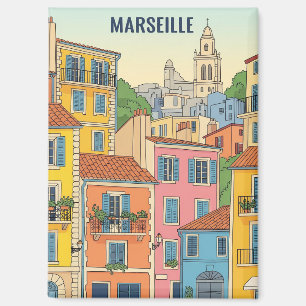 Marseille France Travel Illustration Magnet