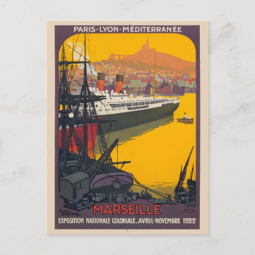Marseille France Vintage Poster 1922 Postcard