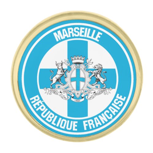 Marseille Round Emblem Gold Finish Lapel Pin