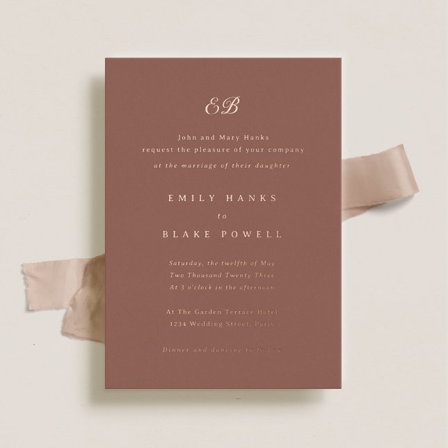 Marseille Terracotta & Rose Gold Foil Wedding Foil Invitation (Creator Uploaded)
