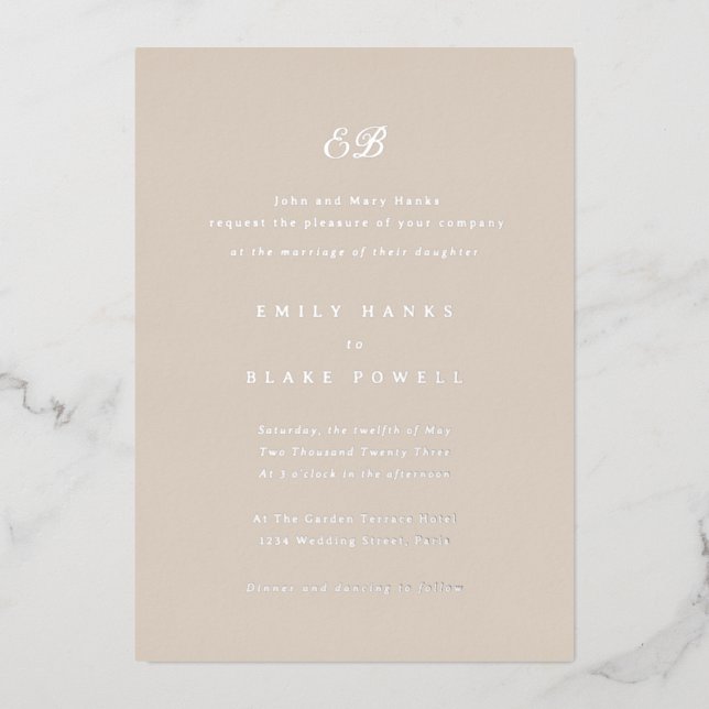 Marseille Wedding Invitation Foil Invitation (Front)