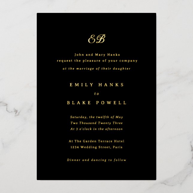 Marseille Wedding Invitation Foil Invitation (Front)