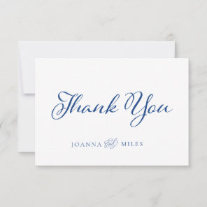 Marseilles Bleu Elegant Calligraphy Simple Wedding Thank You Card