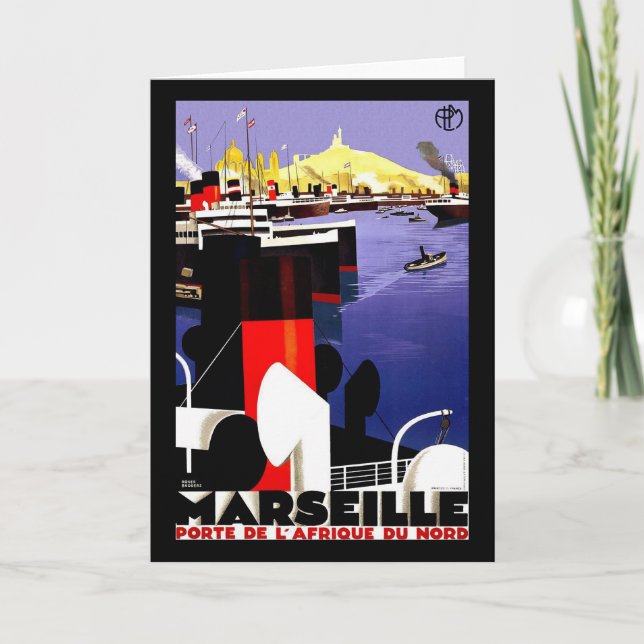 Marseilles, France Vintage Travel Card (Front)
