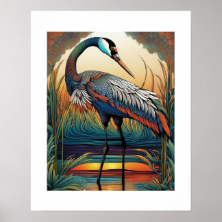 Marsh Crane Poster