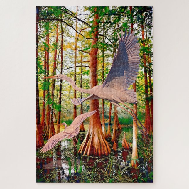 Marsh Egrets Jigsaw Puzzle (Vertical)