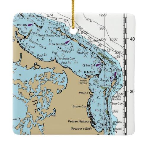 Marsh Harbour Abaco Chart Ceramic Ornament