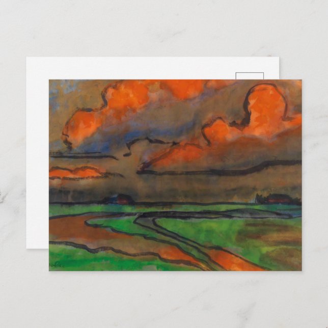 Marsh Landscape Under Red Clouds | Emil Nolde | Postcard (Front/Back)