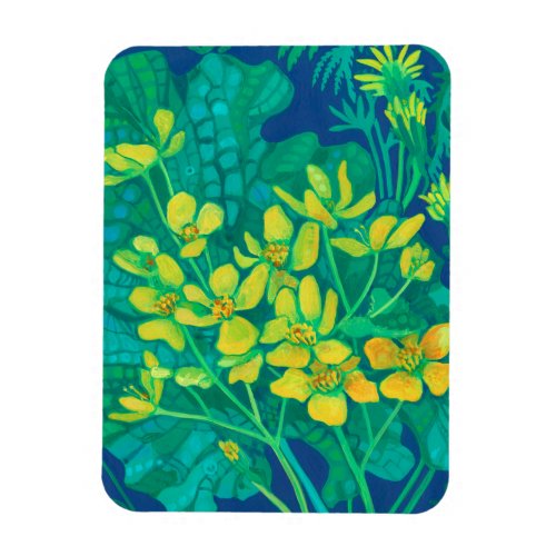 Marsh Marigold Summer Wildflowers Floral Painting  Magnet