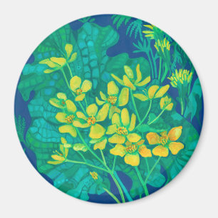 Marsh Marigold Summer Wildflowers Floral Painting Magnet