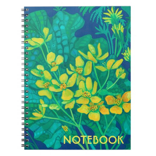 Marsh Marigold Summer Wildflowers Floral Painting  Notebook