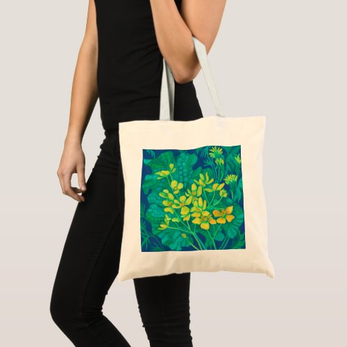 Marsh Marigold Summer Wildflowers Floral Painting Tote Bag