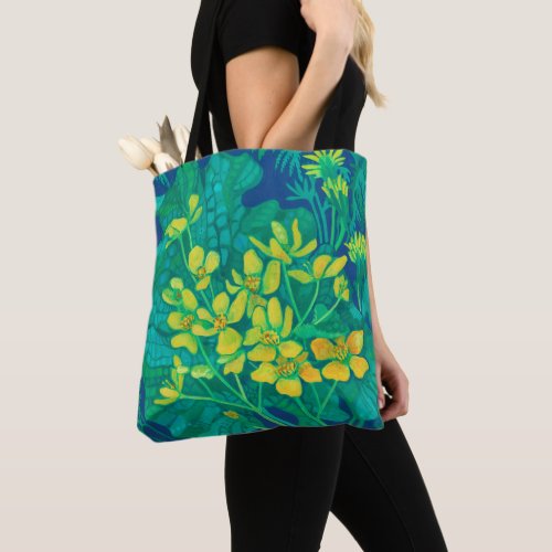 Marsh Marigold Summer Wildflowers Floral Painting  Tote Bag