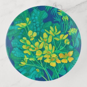 Marsh Marigold Summer Wildflowers Floral Painting Trinket Tray